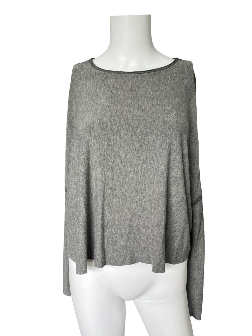 Kit and Ace Soft Gray Knit Top Long Sleeve Oversized Neutral Round Neck Womens